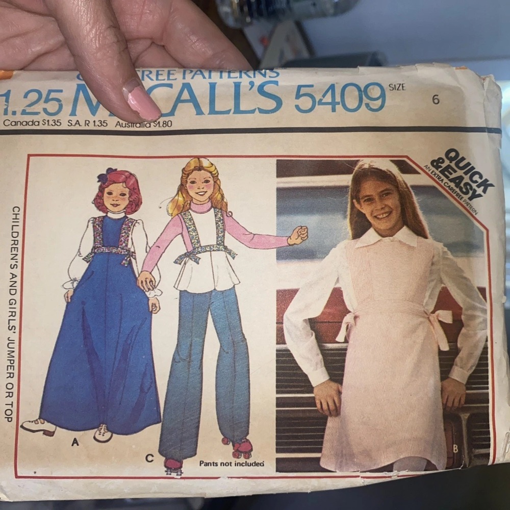 Vintage 1977 McCalls Jumper Top Sewing Pattern 5409 Size 6 Cut Complete